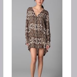 A.L.C. Leopard Silk Daisy Button Down Minidress